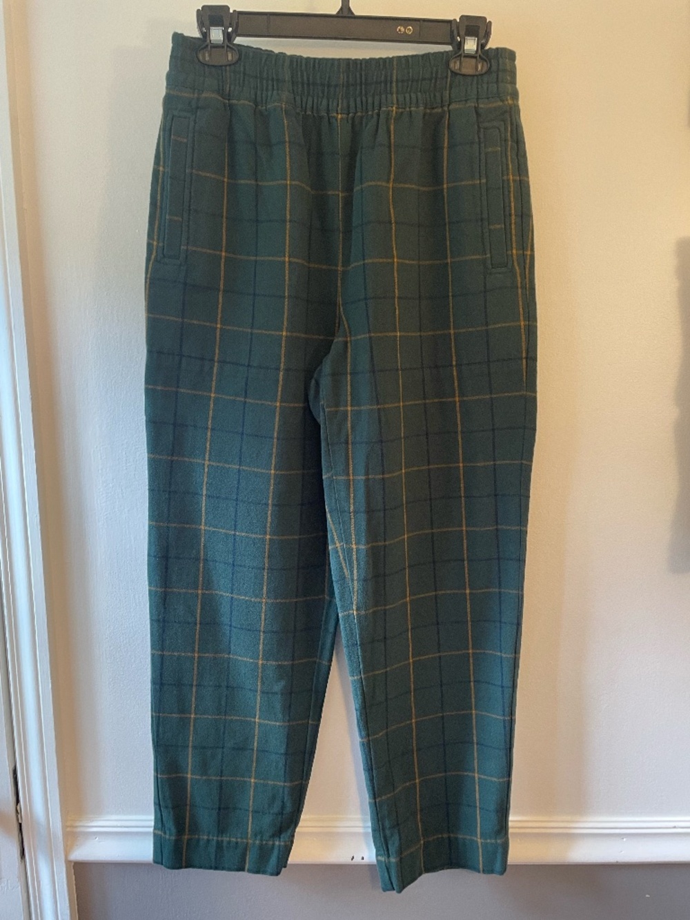 NWT Madewell Huston green plaid pull-on tapered pants size S